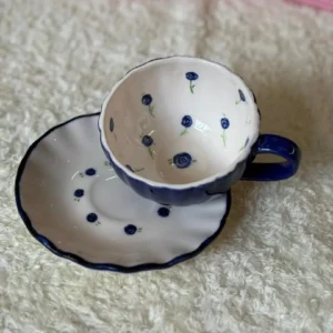 فنجان نعلبکی رز سورمه ای